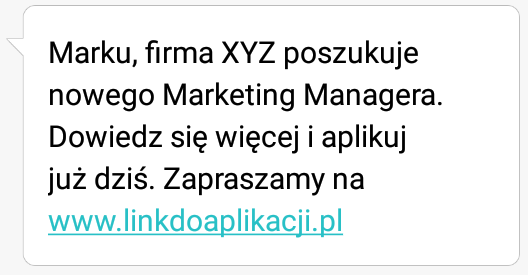 Marku, firma XYZ poszukuje nowego Marketing Managera. Dowiedz się więcej i aplikuj już dziś. Zapraszamy na www.linkdoaplikacji.pl